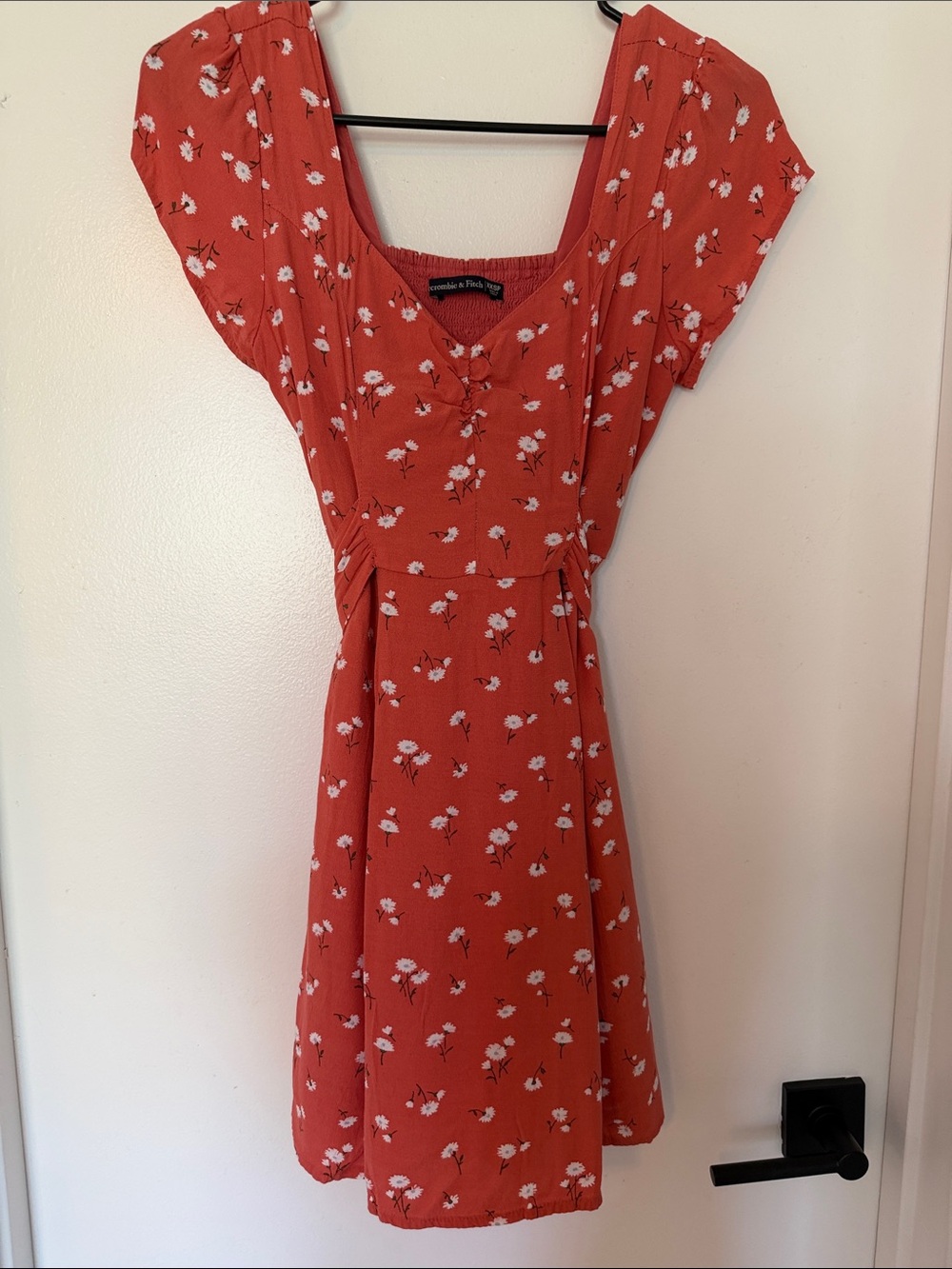 Abercrombie & Fitch Red Orange Ditsy Floral Sweetheart Mini Dress XXS